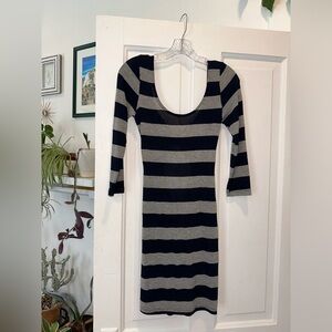 Navy blue and grey. Really cute late night Summer/ Fall dress.